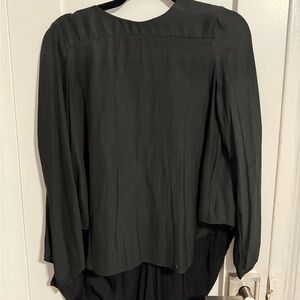 Zara Black Long-Sleeve Draped Blouse
